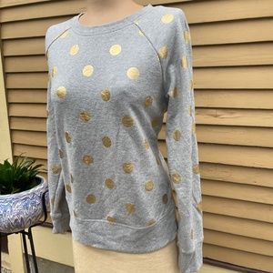 Boden Gray Sweatshirt with Gold Polka Dots